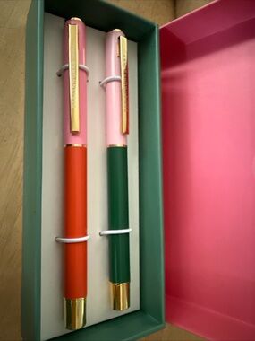 DesignWorks Black Ink Pink, Coral & Green Two-Pen Set w/ Gold Accents. .7 mm.